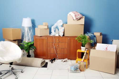 Professional team handling office furniture for relocation