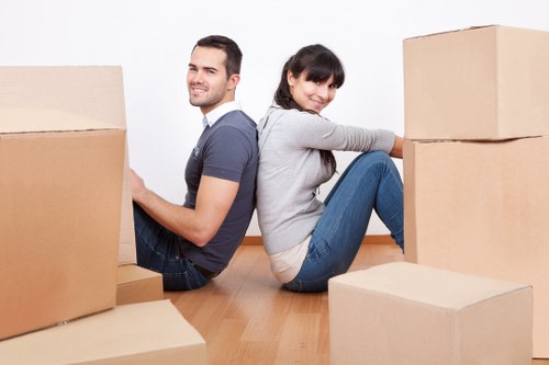 Professional movers handling belongings